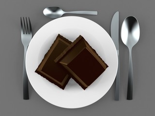 Wall Mural - Chocolate with plate and cutlery