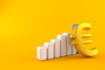 Canvas Print - Euro currency with chart