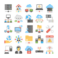 web hosting flat vector icons