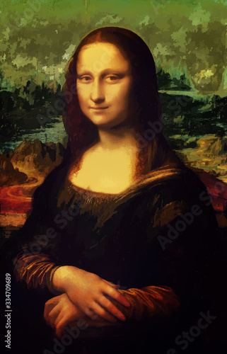 Cuadros en Lienzo monna lisa La Joconde - Leonardo da Vinci painting in Low Poly style