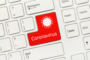 Wall Mural - White conceptual keyboard - Coronavirus (red key)