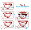 Instruction on how to brush your teeth correctly. Medical infographic. Realistic vector illustration.