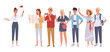 © Pharanyu - Tour guide lady and group of tourists. Vector illustration in a flat style
