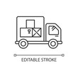 © IMG visuals icons - Goods receipt pixel perfect linear icon. Logistics, distribution, merchandise delivery service. Thin line customizable illustration. Contour symbol. Vector isolated outline drawing. Editable stroke