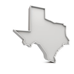 Wall Mural - American state of Texas, simple 3D map in white grey. 3D Rendering