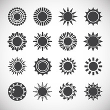 Sun Related Icons Set On Background For Graphic And Web Design. Creative Illustration Concept Symbol For Web Or Mobile App