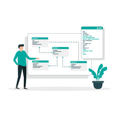 people build program flat illustration. programming concept