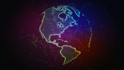 Wall Mural - connection lines around earth globe. background with light effect. global international connectivity