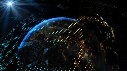 Wall Mural - world map point. global network connection and telecommunication on earth. elements of this image fu