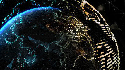 Wall Mural - earth globe. background with light effect. global international connectivity background. 3d illustra