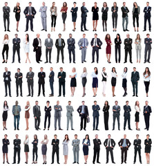 Wall Mural - collage of young business people standing in a row.