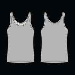 Technical sketch gray tank top for girls isolated on black background.