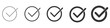 Set of check marks in a circle. Vector tick icons.