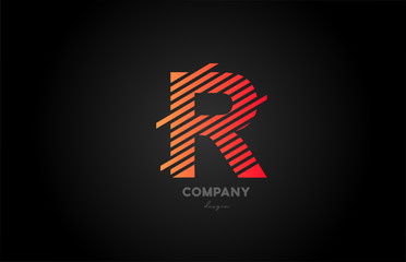 R orange alphabet letter logo icon design for business and company