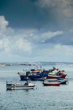 Fishing Boats Floating In The Fish Port Of Cascais - Portugal