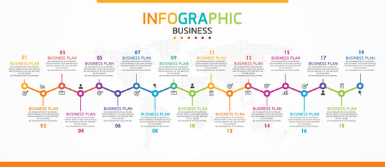 Wall Mural - vector illustration Can be used for process, presentations, layout, banner,info graph There are 19 steps or layers.