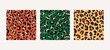 © Sinichka - Set of three various leopard windy prints in trendy colors. Hand-drawn seamless vector patterns.