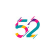 52 Years Anniversary Celebration Vector Template Design Illustration