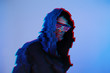 © nuclear_lily - Man in hood and cyber glasses. Game character.