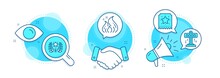 Attraction, Ranking And Fire Energy Line Icons Set. Handshake Deal, Research And Promotion Complex Icons. Loyalty Ticket Sign. Free Fall, Laurel Wreath, Flame. Bonus Star. Technology Set. Vector