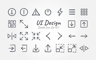 Sticker - Doodle UI Design with black color icon set 4