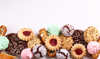 various sweet pastries cookies assorted for dessert