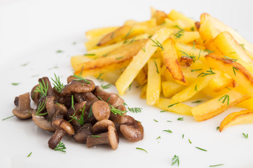 Wall Mural - finger fries with marinated wild mushrooms