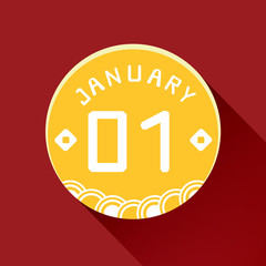 January 1, Calendar icon illustration isolated sign symbol, Sale promotion.	
