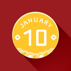 January 10, Calendar icon illustration isolated sign symbol, Sale promotion.	
