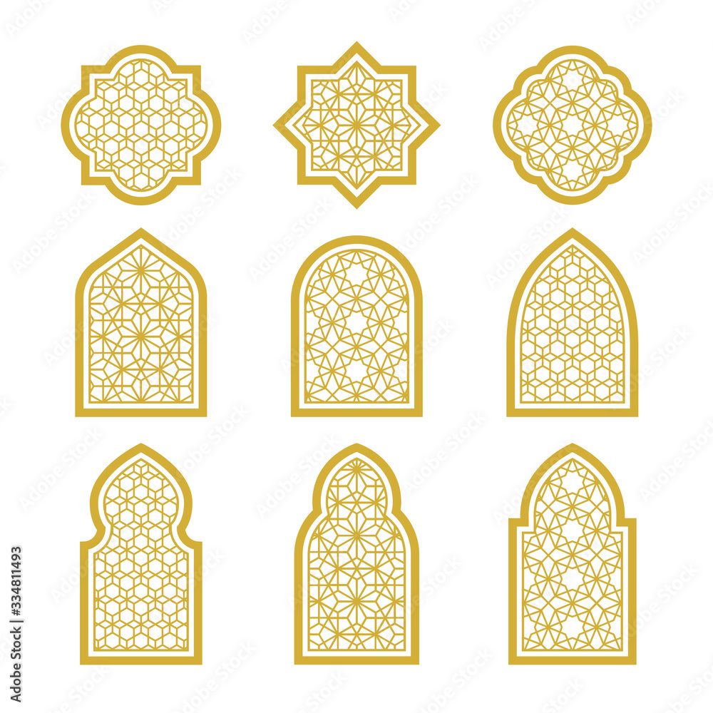gold arabic ornamental windows set Stock Vector | Adobe Stock