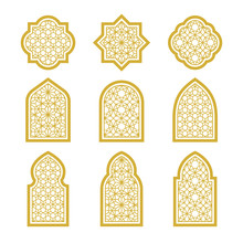 Gold Arabic Ornamental Windows Set