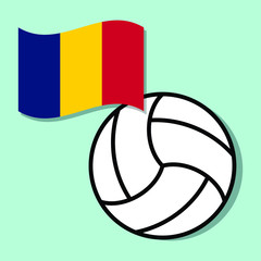 Canvas Print - Volleyball ball with Chad national flag 