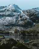 Fototapeta Uliczki -  snowy mountain landscape with lake in the pyrenees