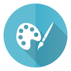 Leinwandbilder - Paint brush blue round flat design vector icon isolated on white background, palette, art illustration in eps 10