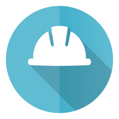 Aufkleber - Helmet blue round flat design vector icon isolated on white background, safety, engineer, worker illustration in eps 10