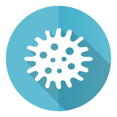 Aufkleber - Virus blue round flat design vector icon isolated on white background, bacteria, pathogen, infection illustration in eps 10