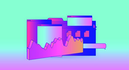 Aufkleber - 3D graphs, charts, histograms and plots for UI and UX design. Big Data and Statistics concept.