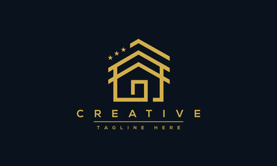 Wall Mural - Modern house logo design. Real estate home stars icon template.