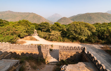 Wall Mural - The views of the Girnar hills from the ramparts of the Uparkot Fort in the city of Junagadh in Gujarat, India.