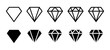 Diamond icon. Big collection quality diamonds. Linear diamond style and silhouette. Royal diamond icons collection set. Vector illustration