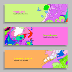 Wall Mural - Set of three vector abstract baners. Trendy modern flat material design style. Rainbow colors. Text placeholder.