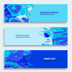 Wall Mural - Set of three vector abstract baners. Trendy modern flat material design style. Blue colors. Text placeholder.