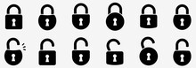 Locks Icons Set. Locked And Unlocked Lock. Collection Icon Of Close And Open Lock. Lock And Unlock Simbol. Lock Web Icon Set - Stock Vector.
