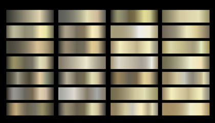 Wall Mural - metallic, bronze, gold, silver, chrome, copper metal foil texture gradient template vector swatch se