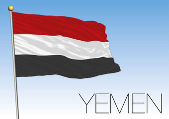 Wall Mural - Yemen official national flag, middle east, vector illustration