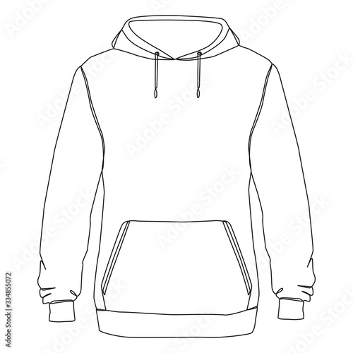 Hoodie one line drawing on white isolated background. Vector ...