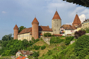 Wall Mural - Chenaux Castle at Estavayer-le-Lac by day, Fribourg, Switzerland