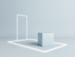 canvas print picture - Mock up studio - geometry composition for product presentation, 3d render 3d illustration