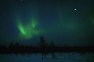 Poster - Northern lights in winter Lapland at night