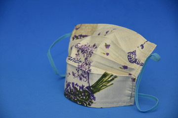 Homemade green face Mask -Coronavirus COVID-19 -lavender pattern